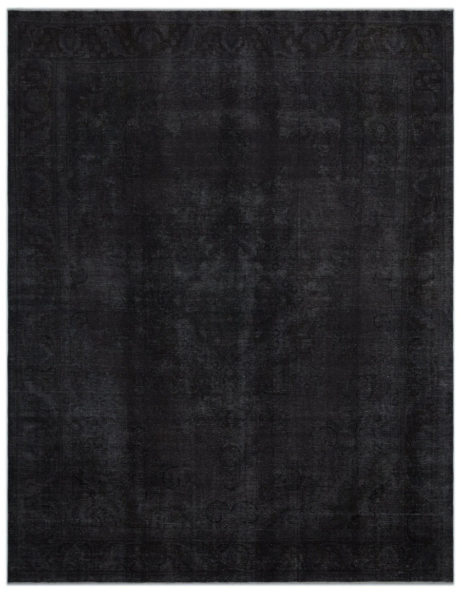Schwarzer handgeknüpfter Wollteppich im Vintage-Stil 290x377 cm – im Wohnzimmer