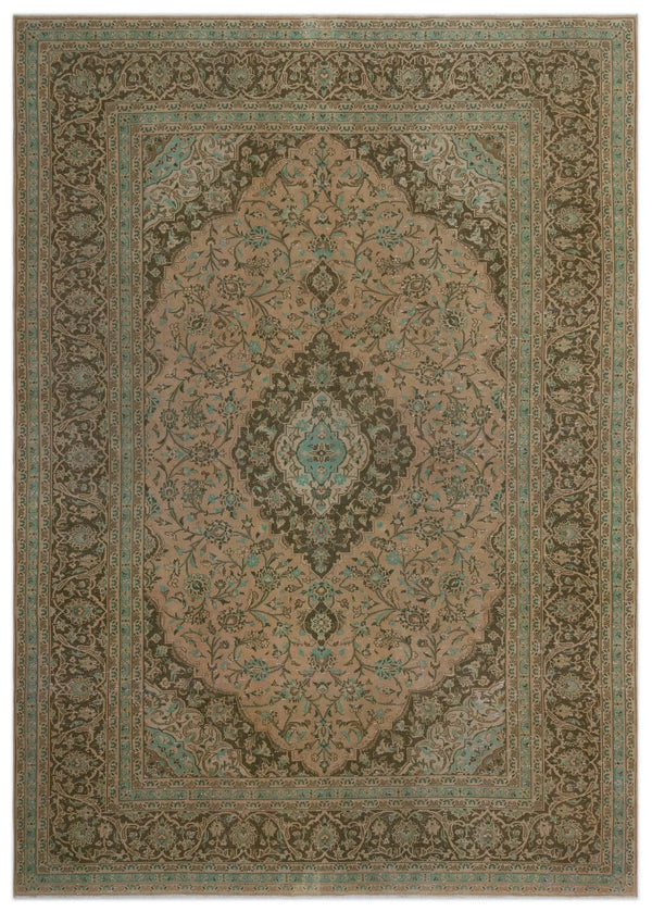 Bej Klasik Madalyonlu Yün Halı 246x345