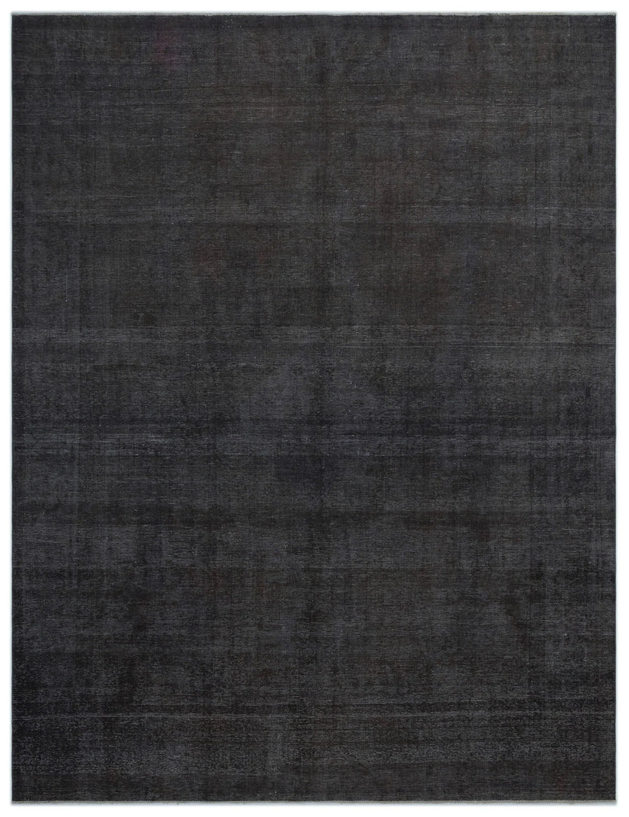 Handgeknüpfter Wollteppich Schwarz & Anthrazit meliert 303x377 cm – im Wohnzimmer
