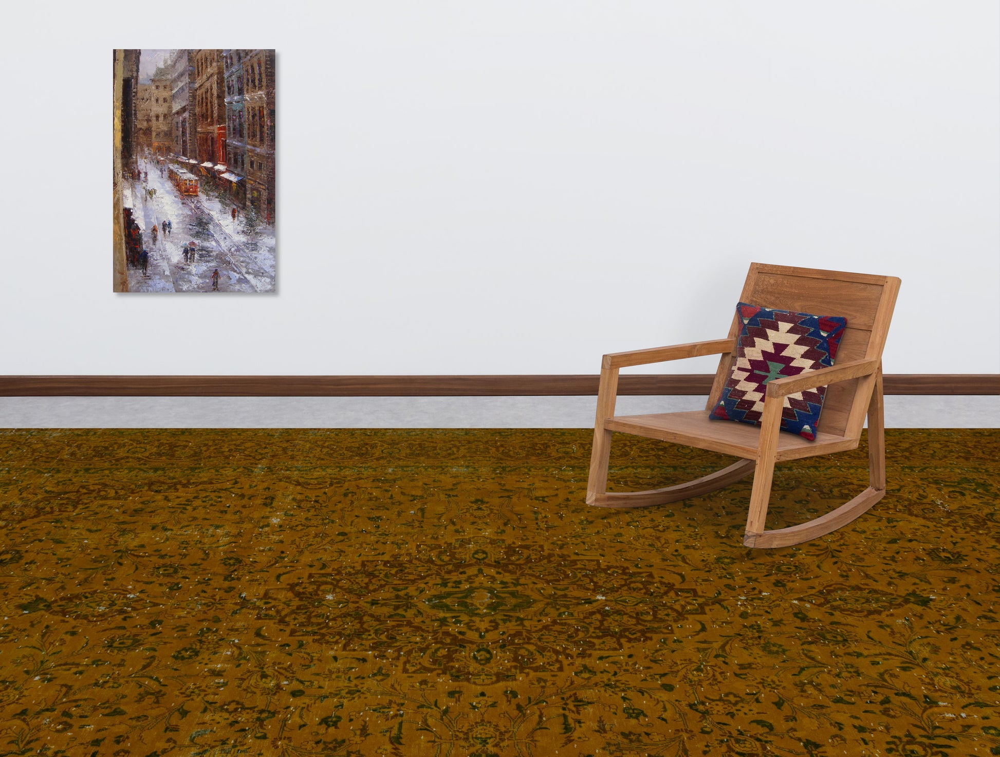 Epir Sarı Eskitme Yün El Dokuma Halısı 305 x 413 Apex Unique