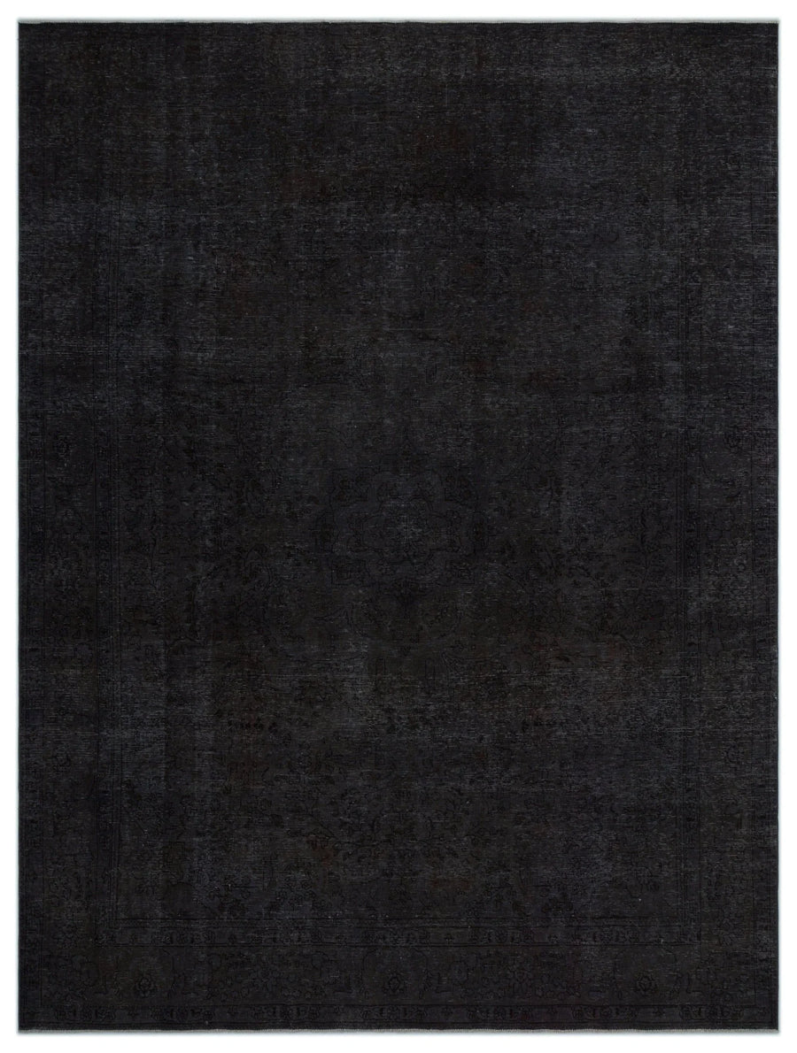 Großer handgeknüpfter Wollteppich Schwarz & Anthrazit 289x386 cm – im Wohnzimmer