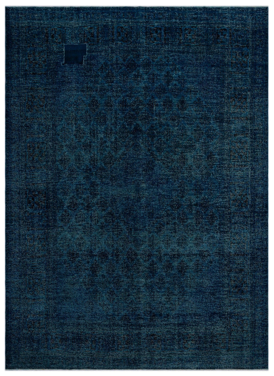 Large Navy Blue Abstract Rug with Textured Pile 300x414 cm (9'10" x 13'7") – in the living room