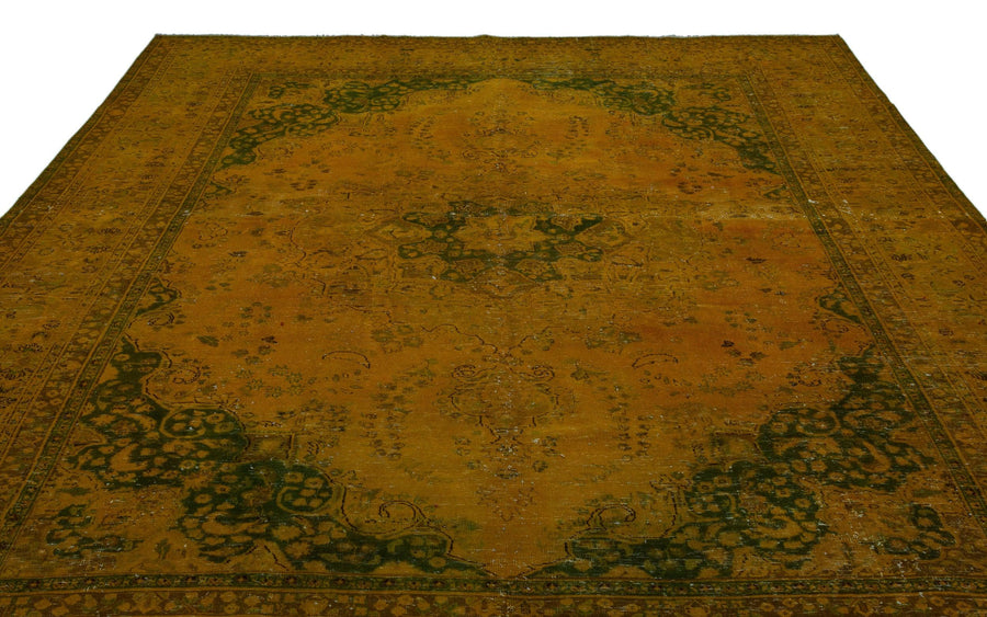 Sarı Uşak Eskitme Madalyonlu Yün Halı 297x381 - Özel Seri