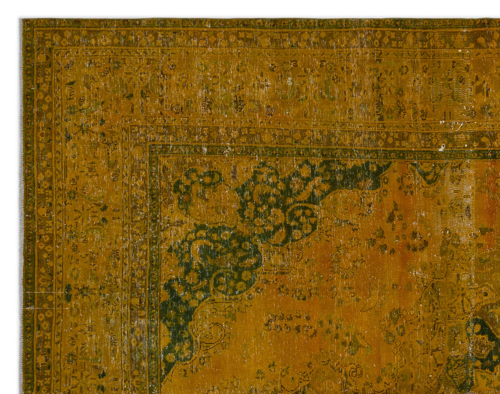 Epir Sarı Eskitme Yün El Dokuma Halısı 297 x 381 Apex Unique