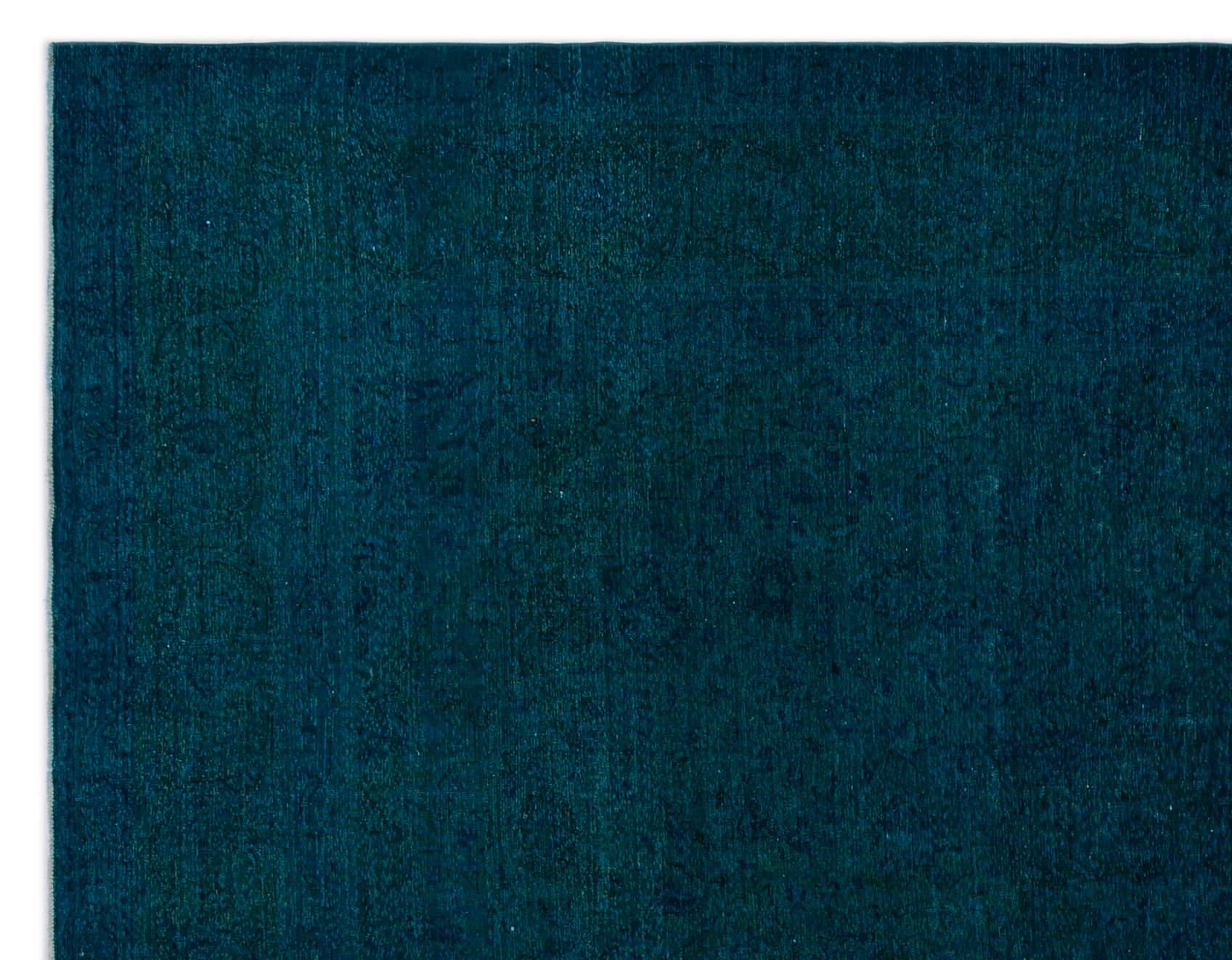 Lacivert Eskitme Modern Yün Halı 295x390