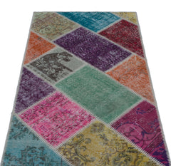 Iskece Bej Patchwork Yün El Dokuma Halısı 080 x 150 Apex Unique