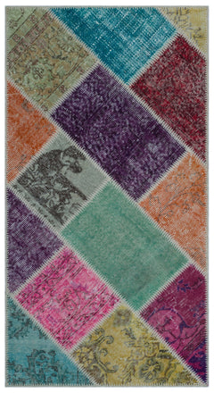 Iskece Bej Patchwork Yün El Dokuma Halısı 080 x 150 Apex Unique