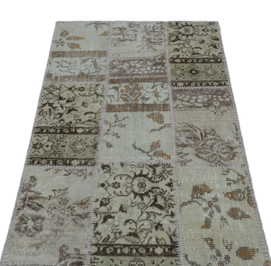 Bej Anadolu Bohem Eskitme Yün Halı 80x150 - Özel Seri