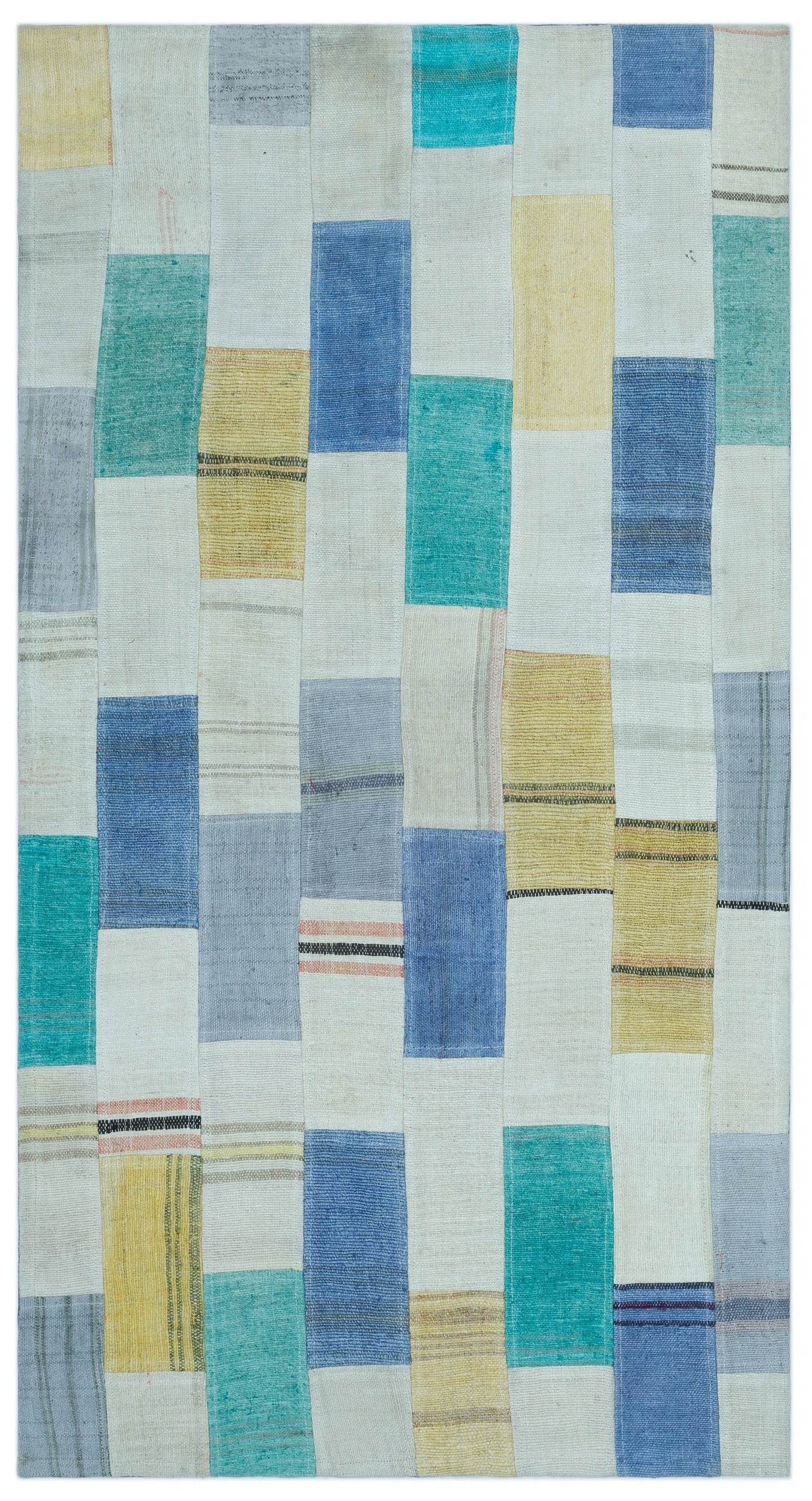 Teselya Bej Patchwork Yün El Dokuma Halısı 081 x 148 Apex Unique