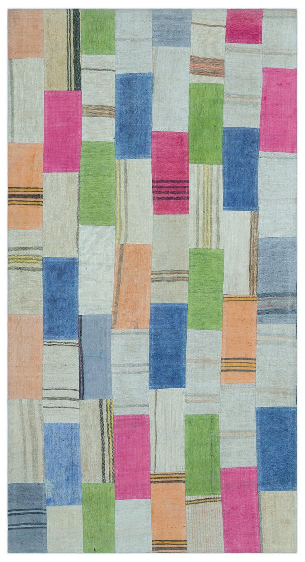 Krem Anadolu Bohem Geometrik Yün Halı 83x156 - Özel Seri