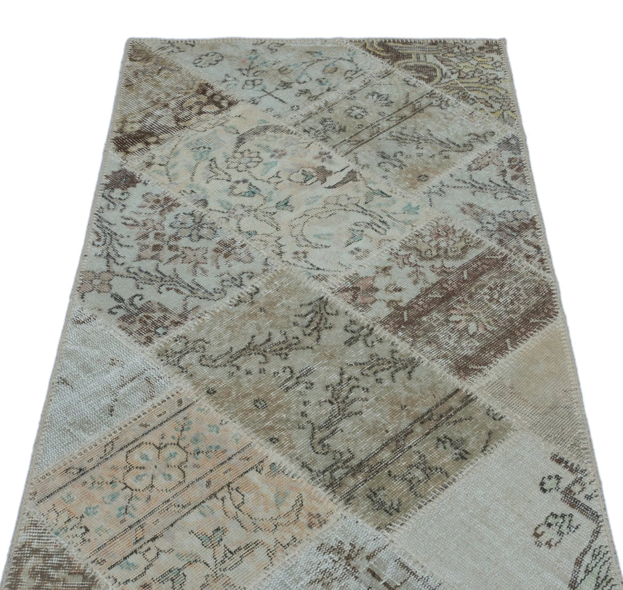 Bej Anadolu Eskitme Geometrik Yün Halı 80x150 - Özel Seri