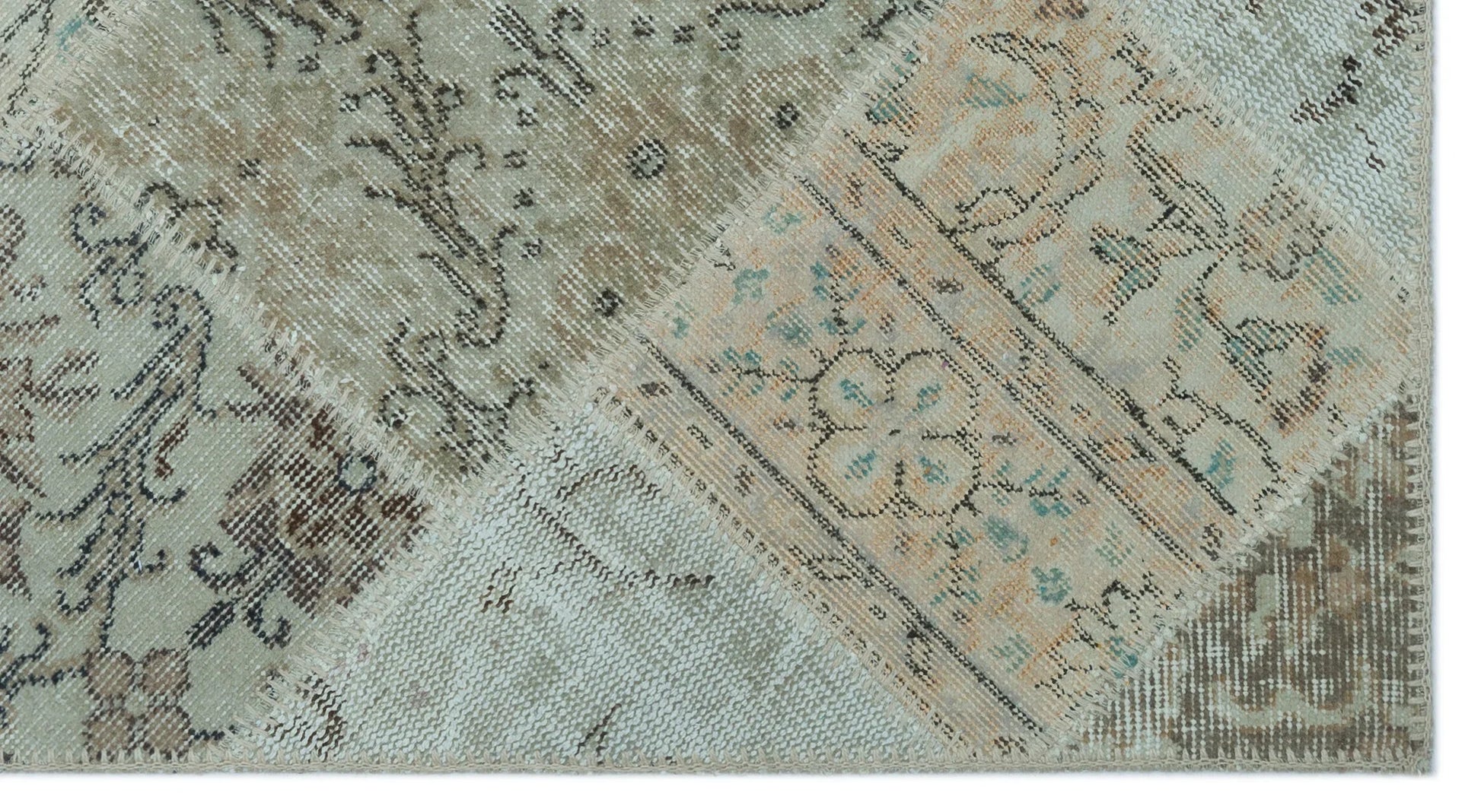 Bej Anadolu Eskitme Geometrik Yün Halı 80x150 - Özel Seri