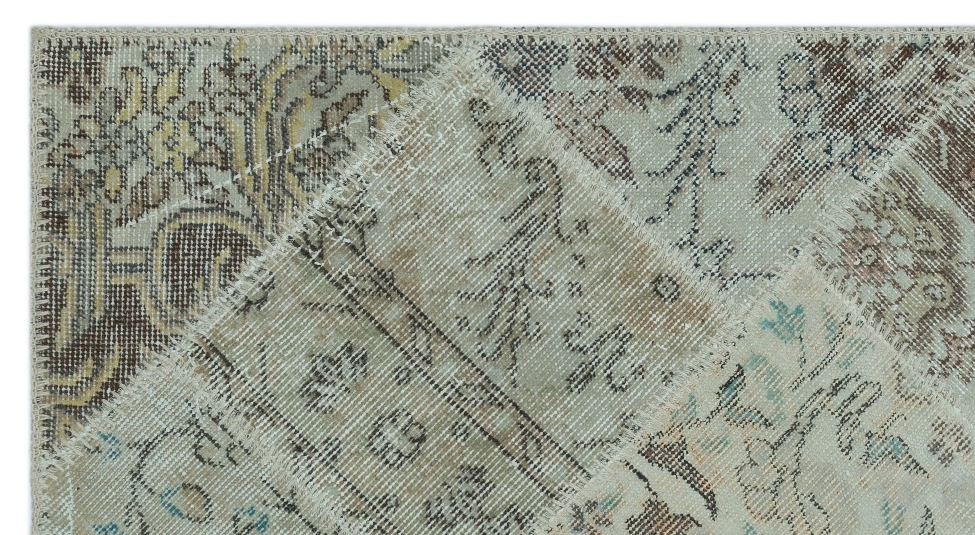 Bej Anadolu Eskitme Geometrik Yün Halı 80x150 - Özel Seri