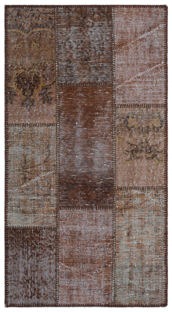 Bej Gri Anadolu Eskitme Vintage Yün Halı 80x150 - Özel Seri
