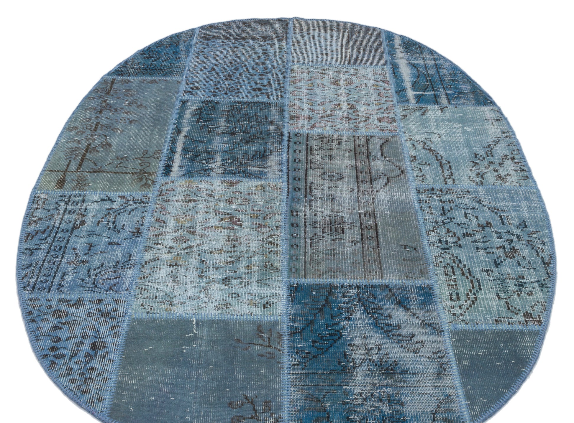 Iskece Mavi Eskitme Yün El Dokuma Halısı 160 x 230 Apex Unique