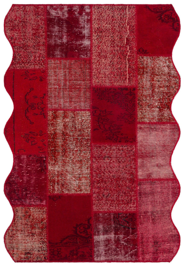 Kırmızı Anadolu Eskitme Modern Yün Halı 160x230 - Özel Seri