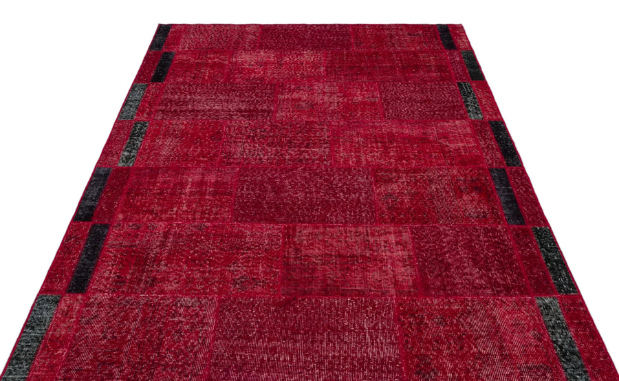 Kırmızı Anadolu Eskitme Geometrik Yün Halı 160x230 - Özel Seri