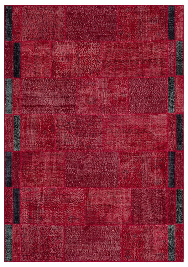 Kırmızı Anadolu Eskitme Geometrik Yün Halı 160x230 - Özel Seri