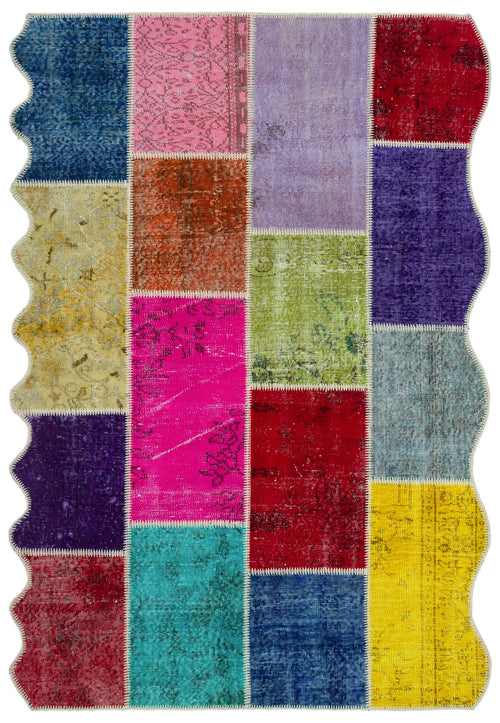 Iskece Bej Patchwork Yün El Dokuma Halısı 160 x 230 Apex Unique