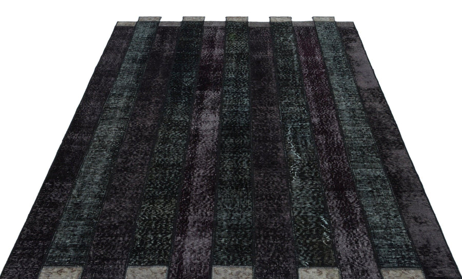 Siyah Anadolu Eskitme Geometrik Yün Halı 160x230 - Özel Seri
