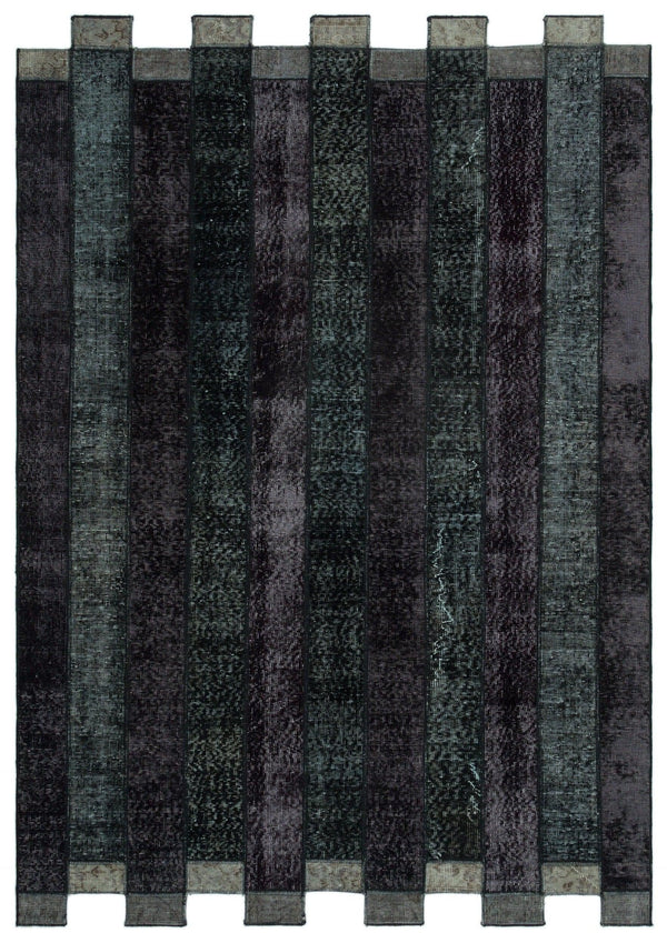 Siyah Anadolu Eskitme Geometrik Yün Halı 160x230 - Özel Seri