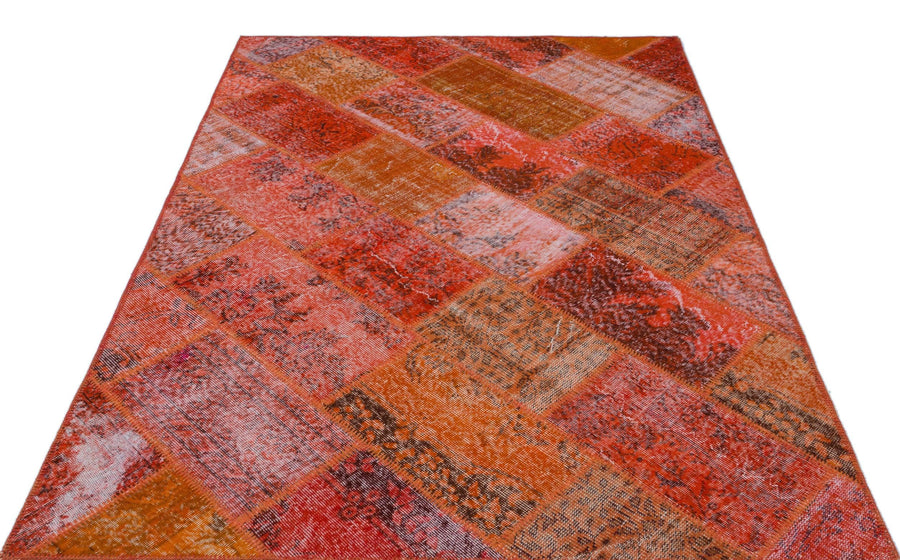 Kırmızı Anadolu Eskitme Geometrik Yün Halı 160x230 - Özel Seri