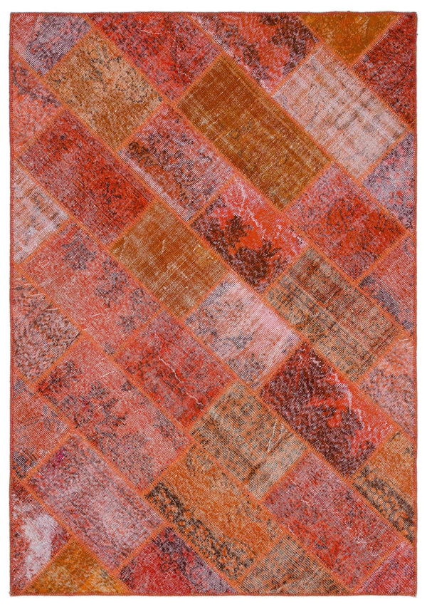 Kırmızı Anadolu Eskitme Geometrik Yün Halı 160x230 - Özel Seri