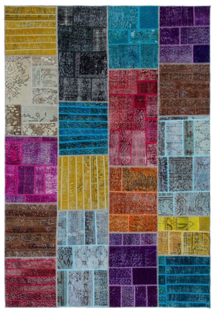 Çok Renkli El Dokuma Halı Yün Eskitme Geometrik Desenli 160x230 cm 24857 – Salon kullanımı