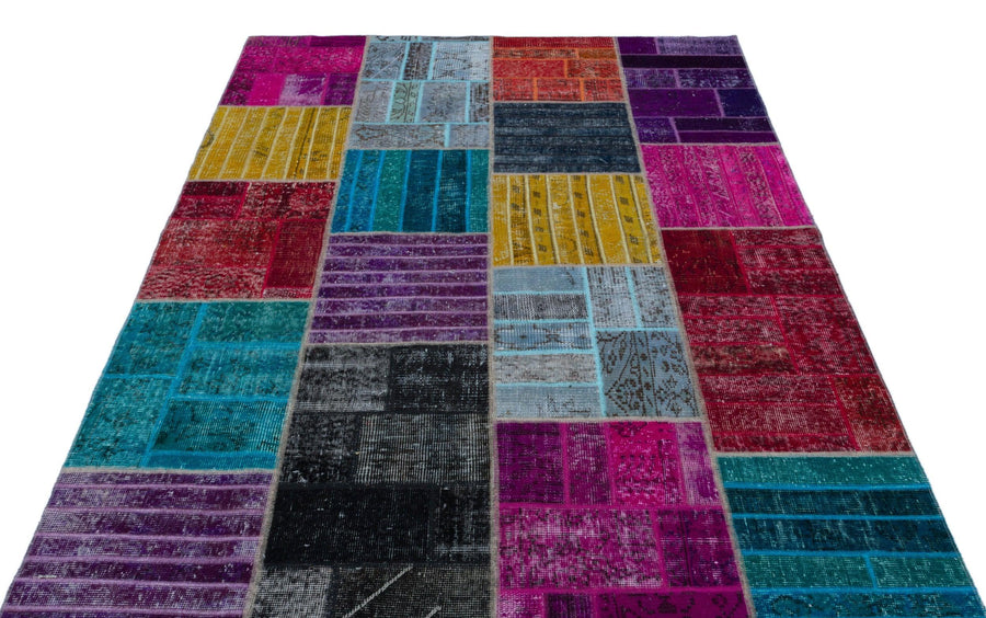Bej Geometrik Vintage Yün Halı 160x230