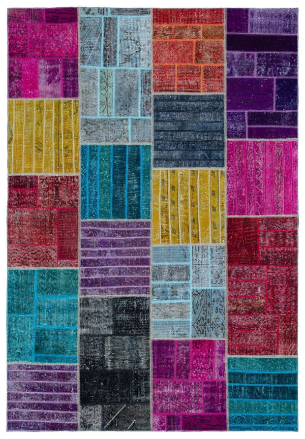 Bej Geometrik Vintage Yün Halı 160x230