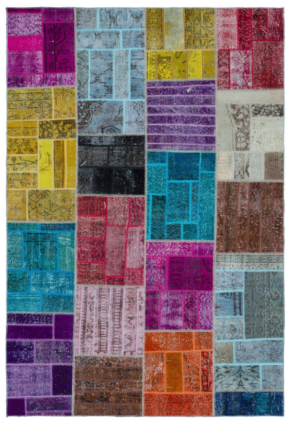 Bej Geometrik Vintage Yün Halı 160x230