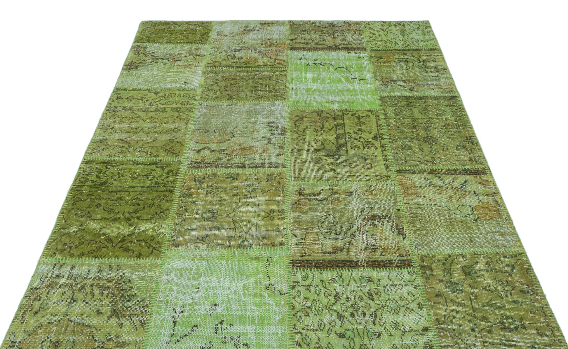 Iskece Yeşil Eskitme Yün El Dokuma Halısı 160 x 230 Apex Unique