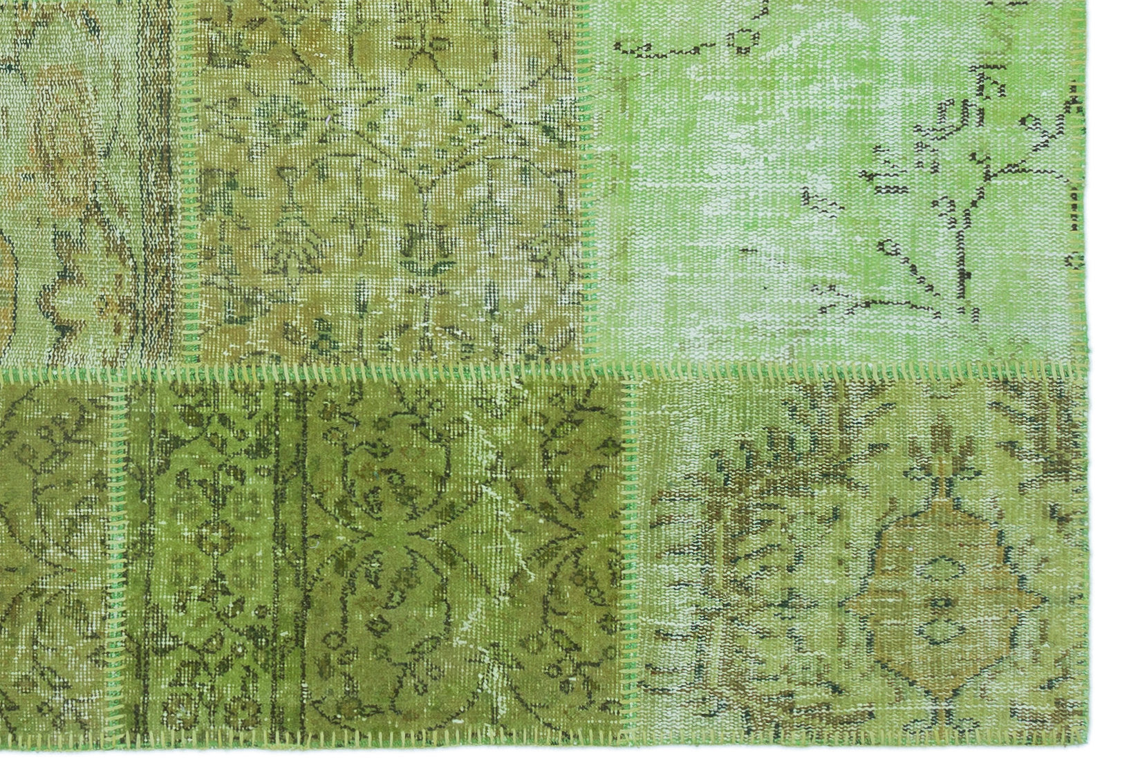 Iskece Yeşil Eskitme Yün El Dokuma Halısı 160 x 230 Apex Unique