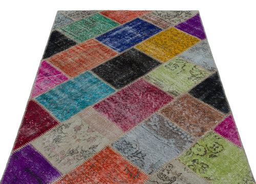 Iskece Bej Patchwork Yün El Dokuma Halısı 120 x 180 Apex Unique