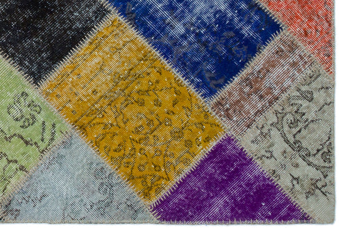 Iskece Bej Patchwork Yün El Dokuma Halısı 120 x 180 Apex Unique