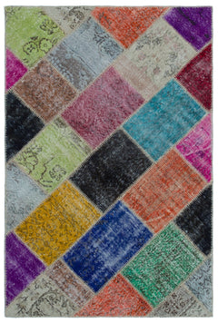 Iskece Bej Patchwork Yün El Dokuma Halısı 120 x 180 Apex Unique