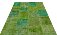 Tappeto verde invecchiato geometrico tessuto a mano 160x230 cm 24907