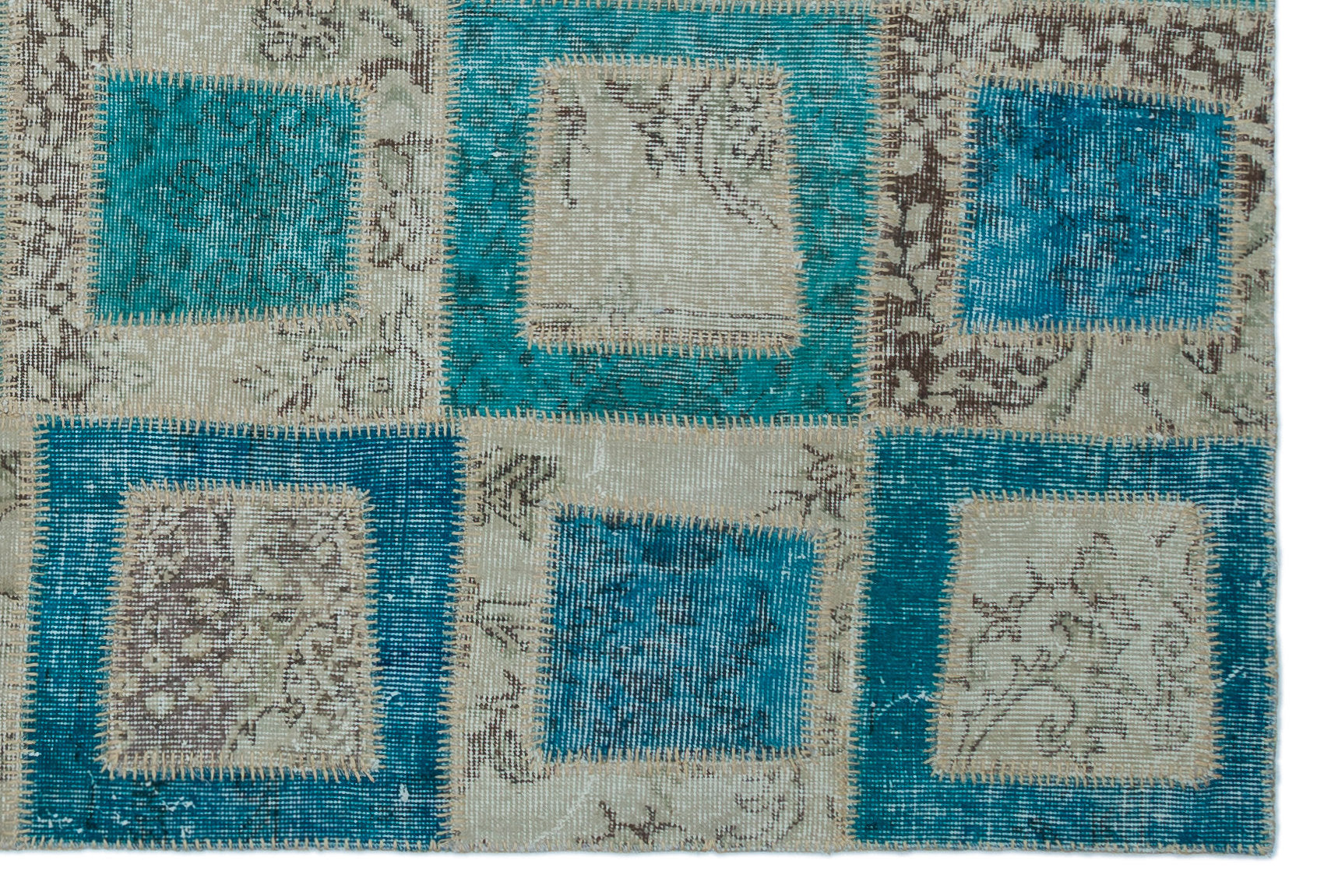 Iskece Turkuaz Eskitme Yün El Dokuma Halısı 160 x 238 Apex Unique