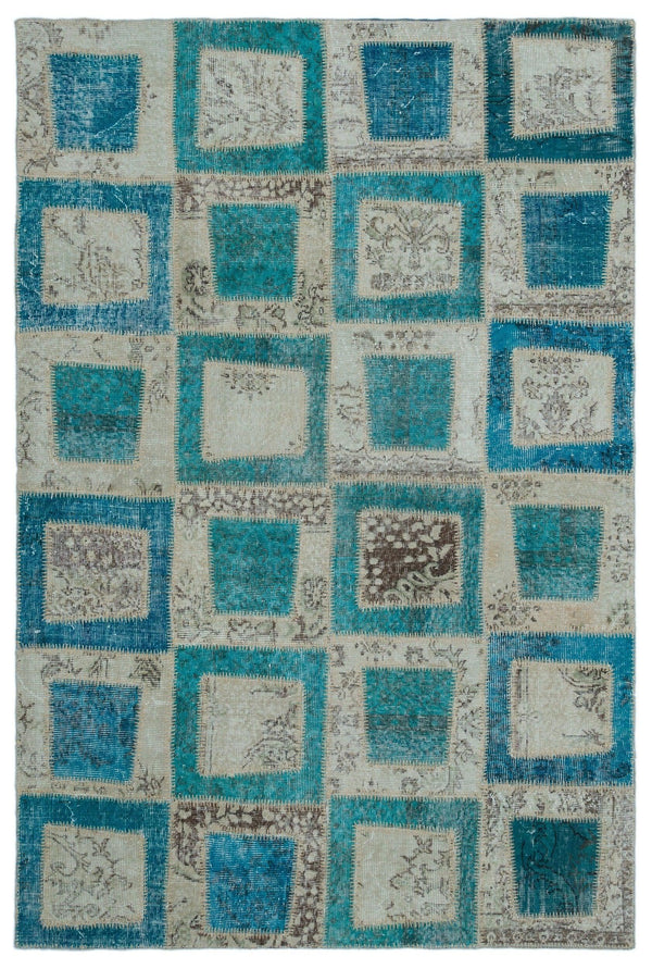 Bej Beyaz Anadolu Eskitme Geometrik Yün Halı 160x238 - Özel Seri