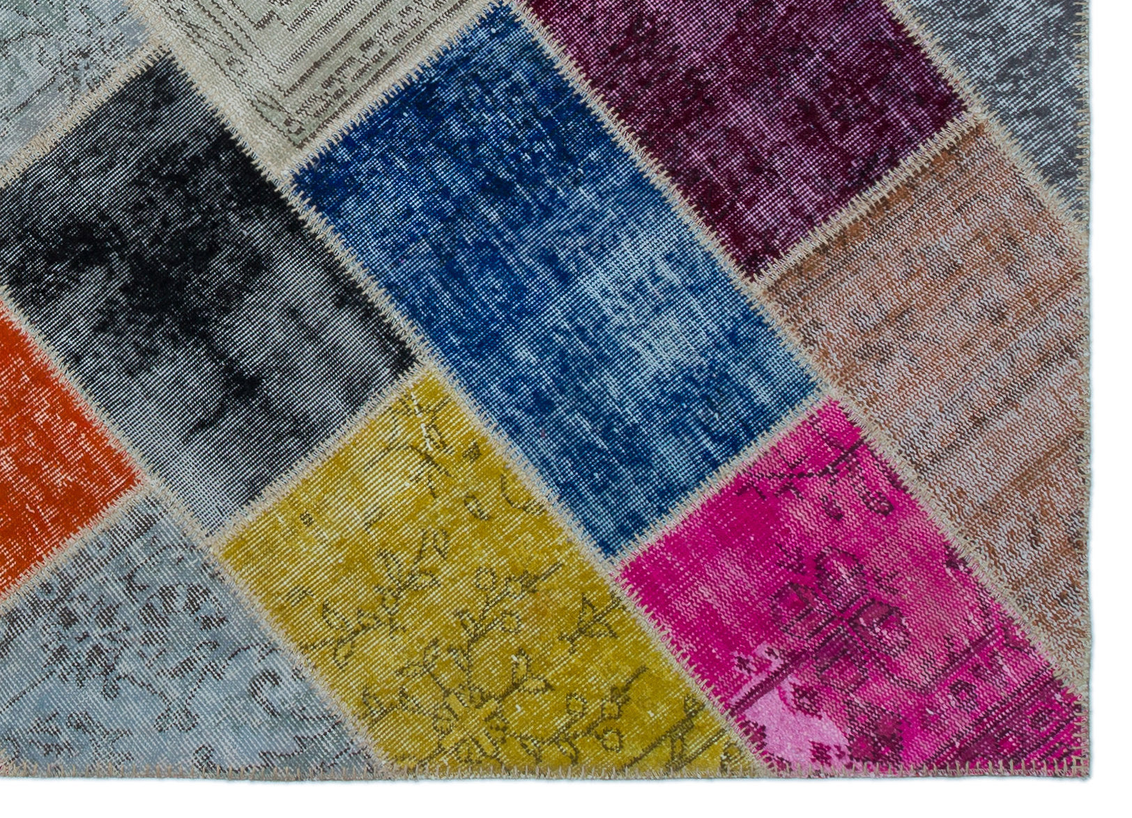 Iskece Bej Patchwork Yün El Dokuma Halısı 160 x 230 Apex Unique