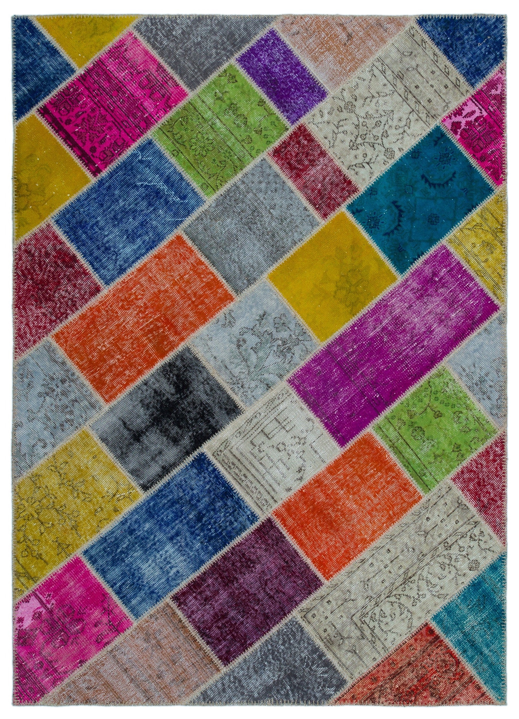 Iskece Bej Patchwork Yün El Dokuma Halısı 160 x 230 Apex Unique