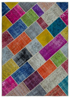 Iskece Bej Patchwork Yün El Dokuma Halısı 160 x 230 Apex Unique