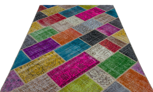 Iskece Bej Patchwork Yün El Dokuma Halısı 160 x 230 Apex Unique