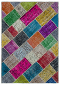 Iskece Bej Patchwork Yün El Dokuma Halısı 160 x 230 Apex Unique