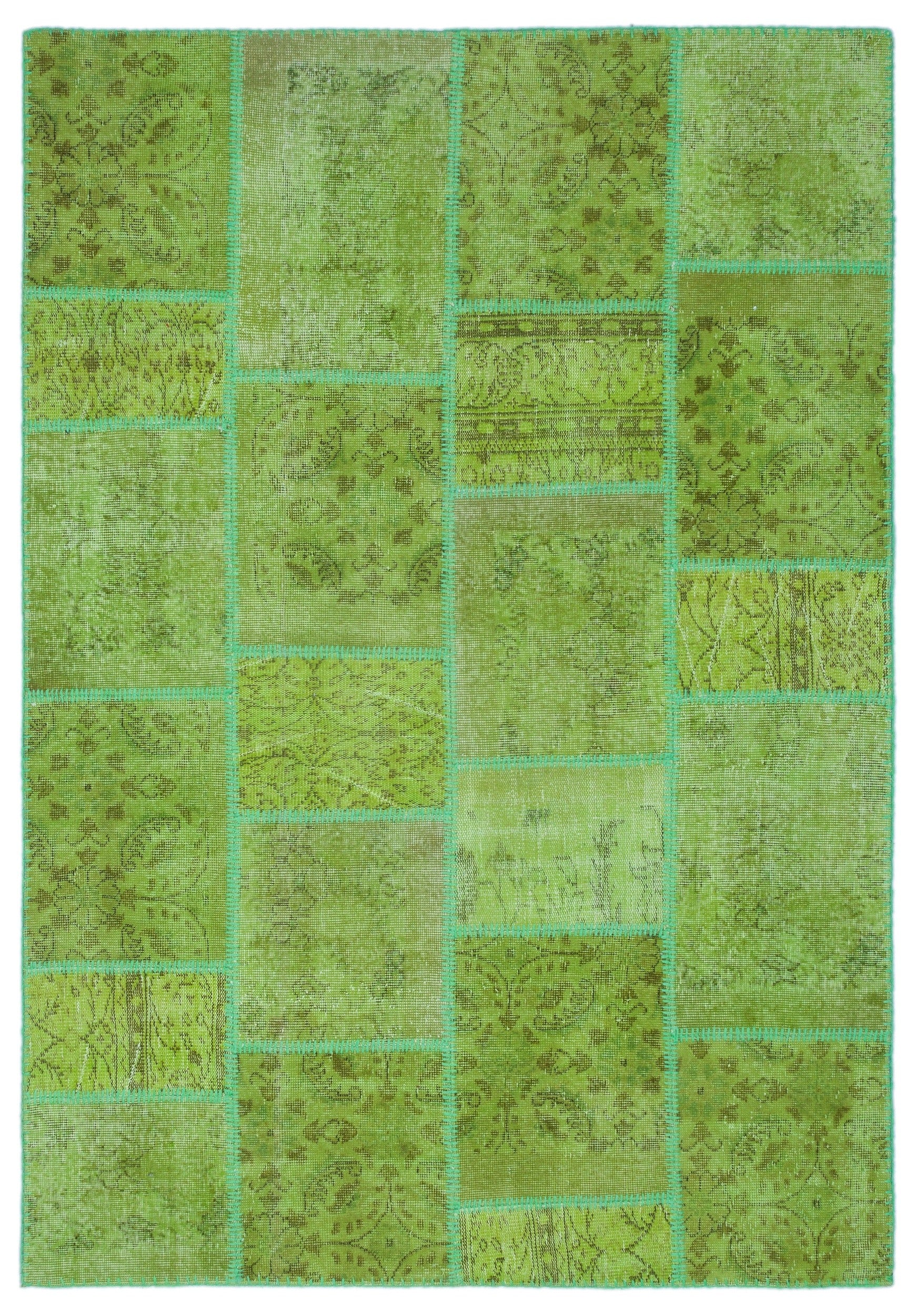 Iskece Yeşil Eskitme Yün El Dokuma Halısı 160 x 230 Apex Unique