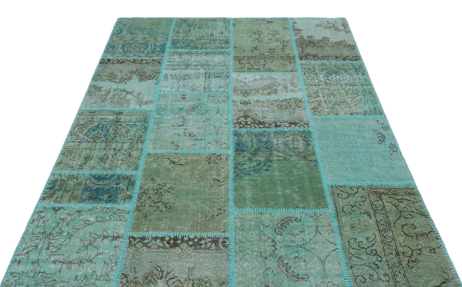 Bej Mavi Anadolu Eskitme Geometrik Yün Halı 160x230 - Özel Seri