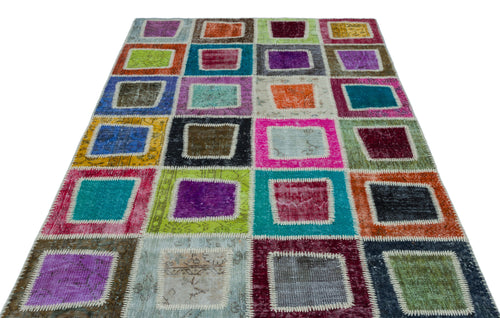 Iskece Bej Patchwork Yün El Dokuma Halısı 160 x 240 Apex Unique