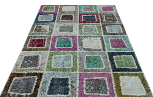 Iskece Bej Patchwork Yün El Dokuma Halısı 160 x 240 Apex Unique