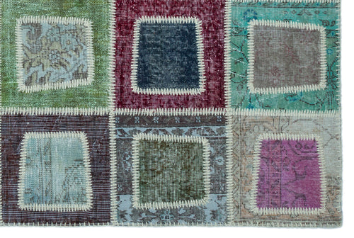 Iskece Bej Patchwork Yün El Dokuma Halısı 160 x 240 Apex Unique