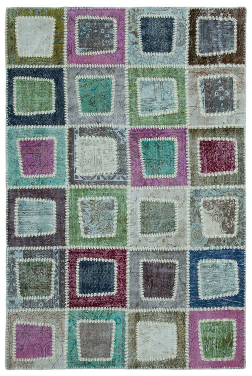 Iskece Bej Patchwork Yün El Dokuma Halısı 160 x 240 Apex Unique